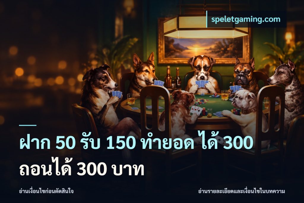 ฝาก 50 รับ 150 ทํายอด ได้ 300 ถอนได้ 300 บาท