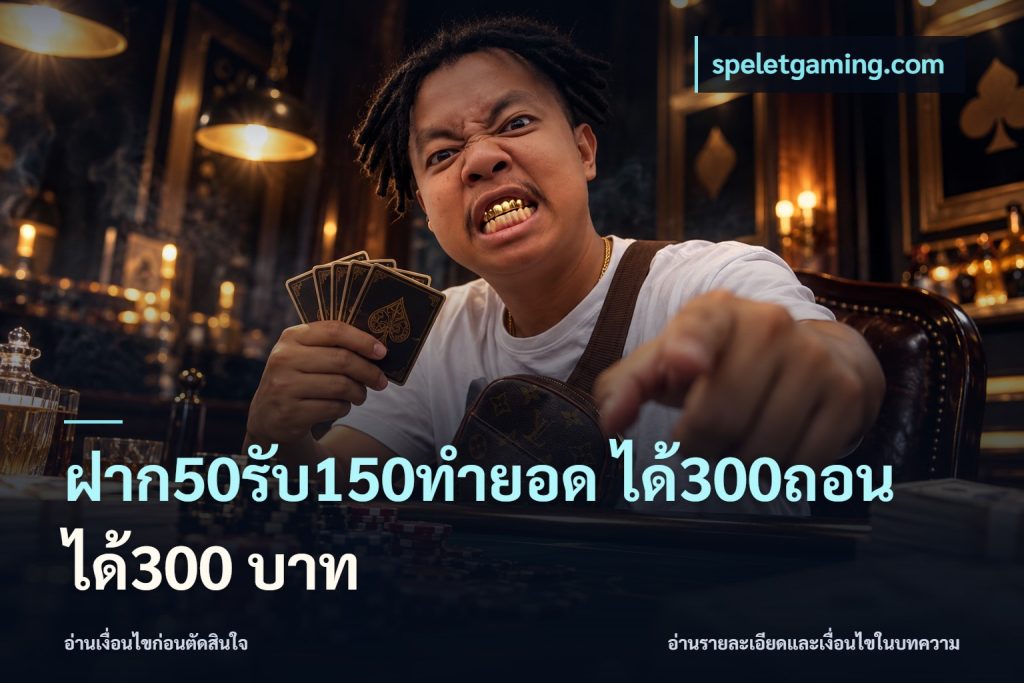 ฝาก50รับ150ทํายอด ได้300ถอนได้300 บาท