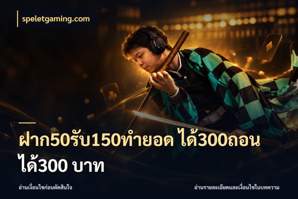 ฝาก50รับ150ทํายอด ได้300ถอนได้300 บาท เครดิตกับรูปแบบโปรที่ตรงใจ สไตล์ speletgaming.com