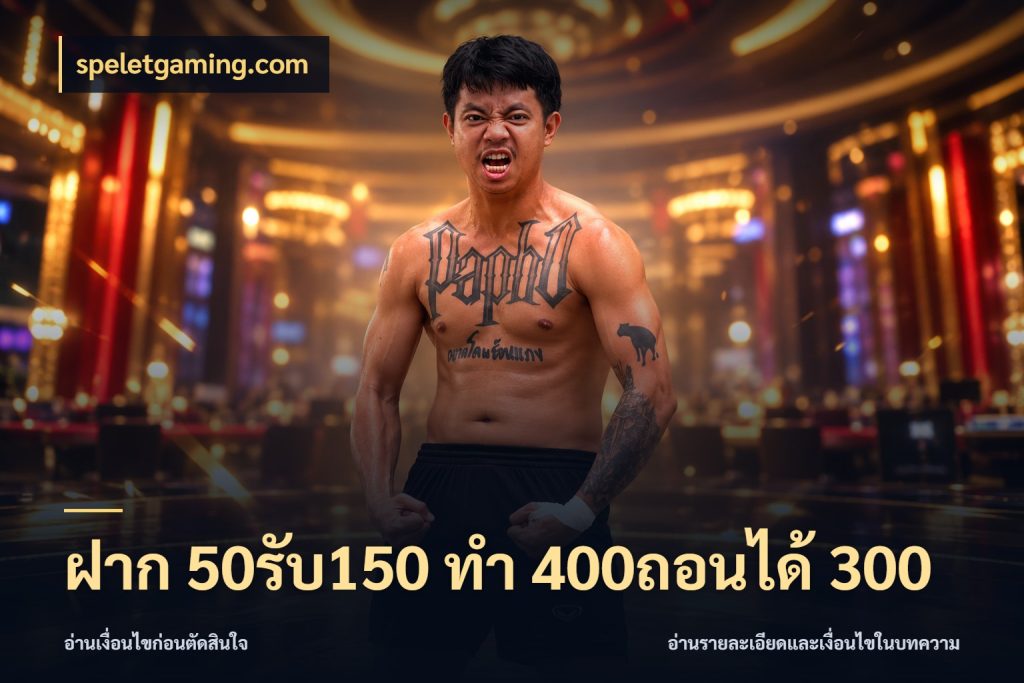 ฝาก 50รับ150 ทํา 400ถอนได้ 300 สีสันของโปรฝากและยอดรับ กับ speletgaming.com