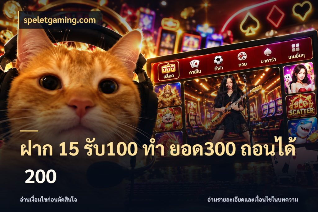 ฝาก 15 รับ100 ทํา ยอด300 ถอนได้ 200 โปรยอดรับที่สายเกมสนใจ กับ speletgaming.com