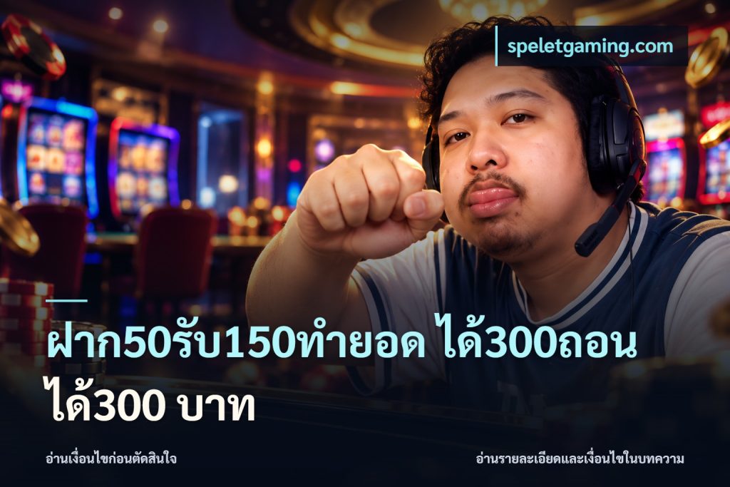 ฝาก50รับ150ทำยอด ได้300ถอนได้300 บาท