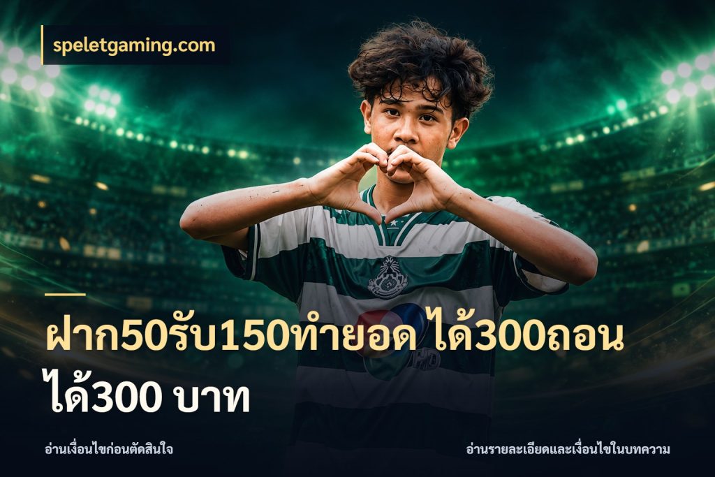 ฝาก50รับ150ทำยอด ได้300ถอนได้300 บาท speletgaming.com โปรยอดรับที่สายเกมสนใจ